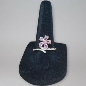 18k Rose Gold Plated Pink Flower Ring